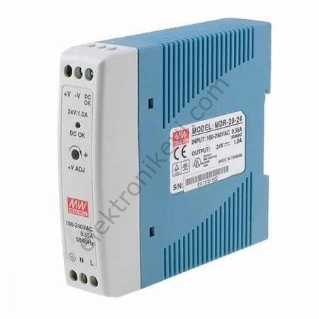 Meanwell MDR-20-24 24VDC 1.0A 20W Raya Montaj Güç Kaynağı