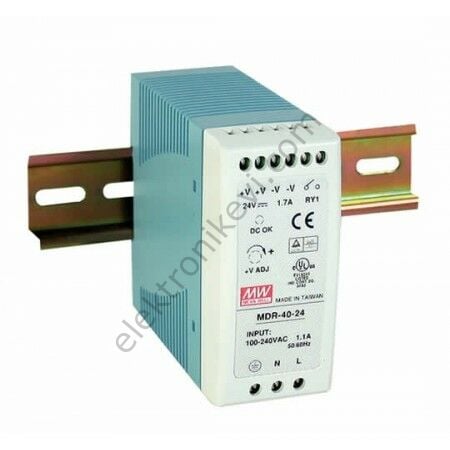 Meanwell MDR-40-12 12VDC 3.33A 40W Raya Montaj Güç Kaynağı