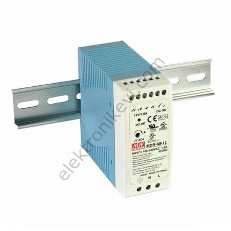 Meanwell MDR-60-24 24VDC 2.5A 60W Raya Montaj Güç Kaynağı