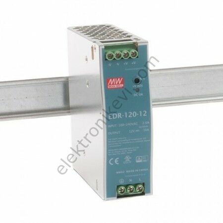 Meanwell EDR-120-12 12VDC 10A 120W Raya Montaj Güç Kaynağı