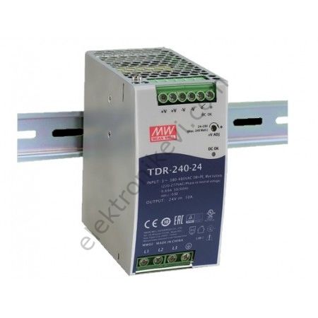 Meanwell TDR-240-24 24VDC 10.0A 240W Trifaze Raya Montaj Güç Kaynağı
