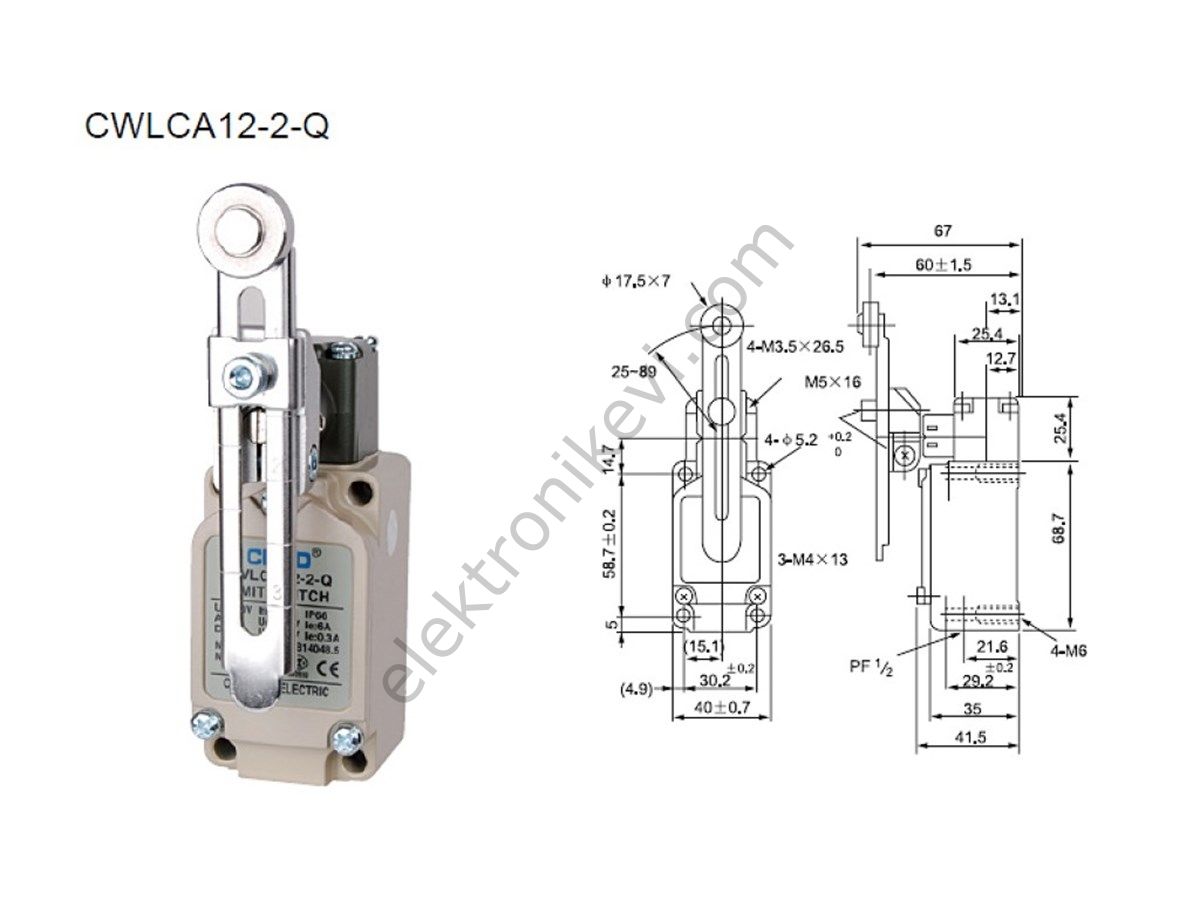 CNTD CWLCLA12-2-Q Limit Switch Açısal Kol Ayarlı Makaralı