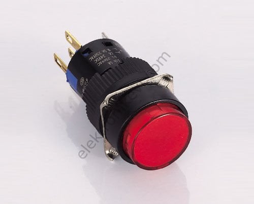 Ø16 Kalıcılı Buton 2NO+2NC   Led Işık 24V AC/DC - 8 Pin Buton